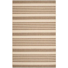 Load image into Gallery viewer, Courtyard Brown/Bone 5&#39;3&quot; x 7&#39;6&quot; Striped Indoor/Outdoor Area Rug
