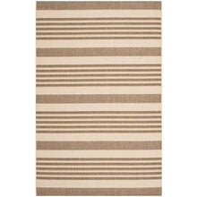 Load image into Gallery viewer, Courtyard Brown/Bone 5 ft. x 8 ft. Striped Indoor/Outdoor Area Rug
