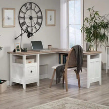 Load image into Gallery viewer, August Hill 59.055 in. L-Shape Soft White Computer Desk with File Storage
