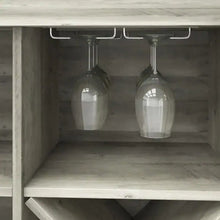 Load image into Gallery viewer, 32 in. Fairfax Oak Bar Cabinet with Mirrored Doors and Stemware Rack
