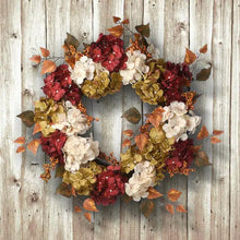 Load image into Gallery viewer, 24 in. Artificial Harvest Wreath with Hydrangea and Berries
