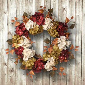 24 in. Artificial Harvest Wreath with Hydrangea and Berries