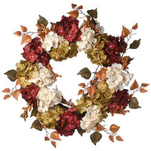 Load image into Gallery viewer, 24 in. Artificial Harvest Wreath with Hydrangea and Berries
