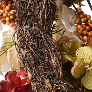 24 in. Artificial Harvest Wreath with Hydrangea and Berries