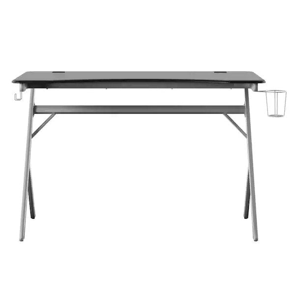 47.38 in. Black and Silver Gaming Computer Desk with USB Charging Ports