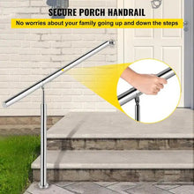 Load image into Gallery viewer, 59 in. W x 35.4 in. H Single Post Handrails 304 Stainless Steel Handrails for Outdoor Steps, Silver
