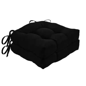 Chase Black Solid Tufted Chair Seat Cushion Chair Pad (Set of 2)