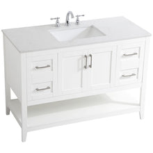 Load image into Gallery viewer, 48&quot; Single Quartz Top Bathroom Vanity in White
