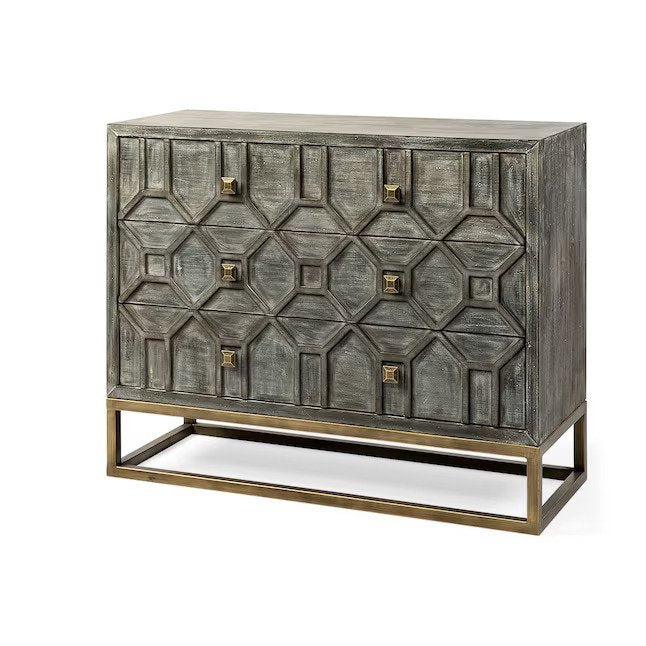 Gray 3-Drawer Accent Chest