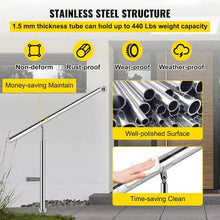 Load image into Gallery viewer, 59 in. W x 35.4 in. H Single Post Handrails 304 Stainless Steel Handrails for Outdoor Steps, Silver
