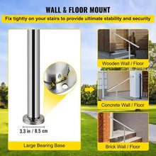 Load image into Gallery viewer, 59 in. W x 35.4 in. H Single Post Handrails 304 Stainless Steel Handrails for Outdoor Steps, Silver
