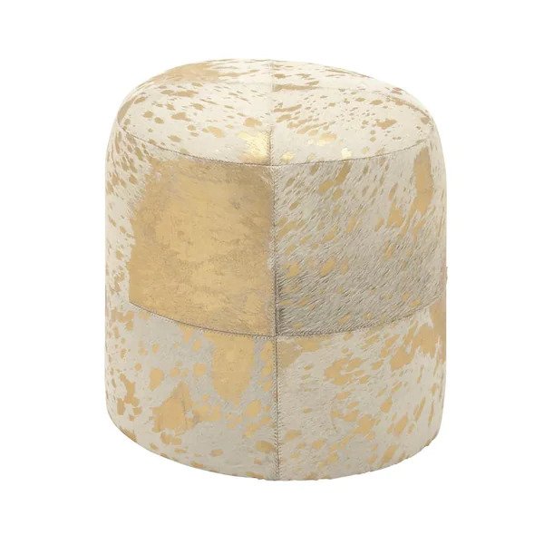 16 in. Gold Wood Contemporary Ottoman