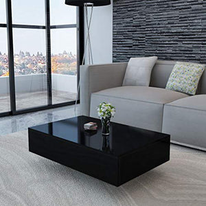 33.5" x 21.6" x 12.2" Coffee Table MDF High Gloss Black Accent Tea Side Living Room
