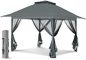 13 ft. x 13 ft. Pop-Up Gazebo Tent Instant with Mosquito Netting, Gray