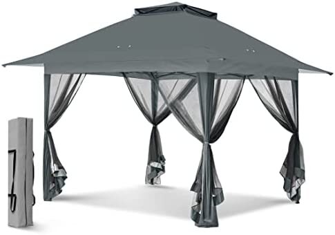 13 ft. x 13 ft. Pop-Up Gazebo Tent Instant with Mosquito Netting, Gray