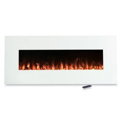 Color-Changing Electric Fireplace Heater in White