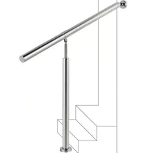 Load image into Gallery viewer, 59 in. W x 35.4 in. H Single Post Handrails 304 Stainless Steel Handrails for Outdoor Steps, Silver
