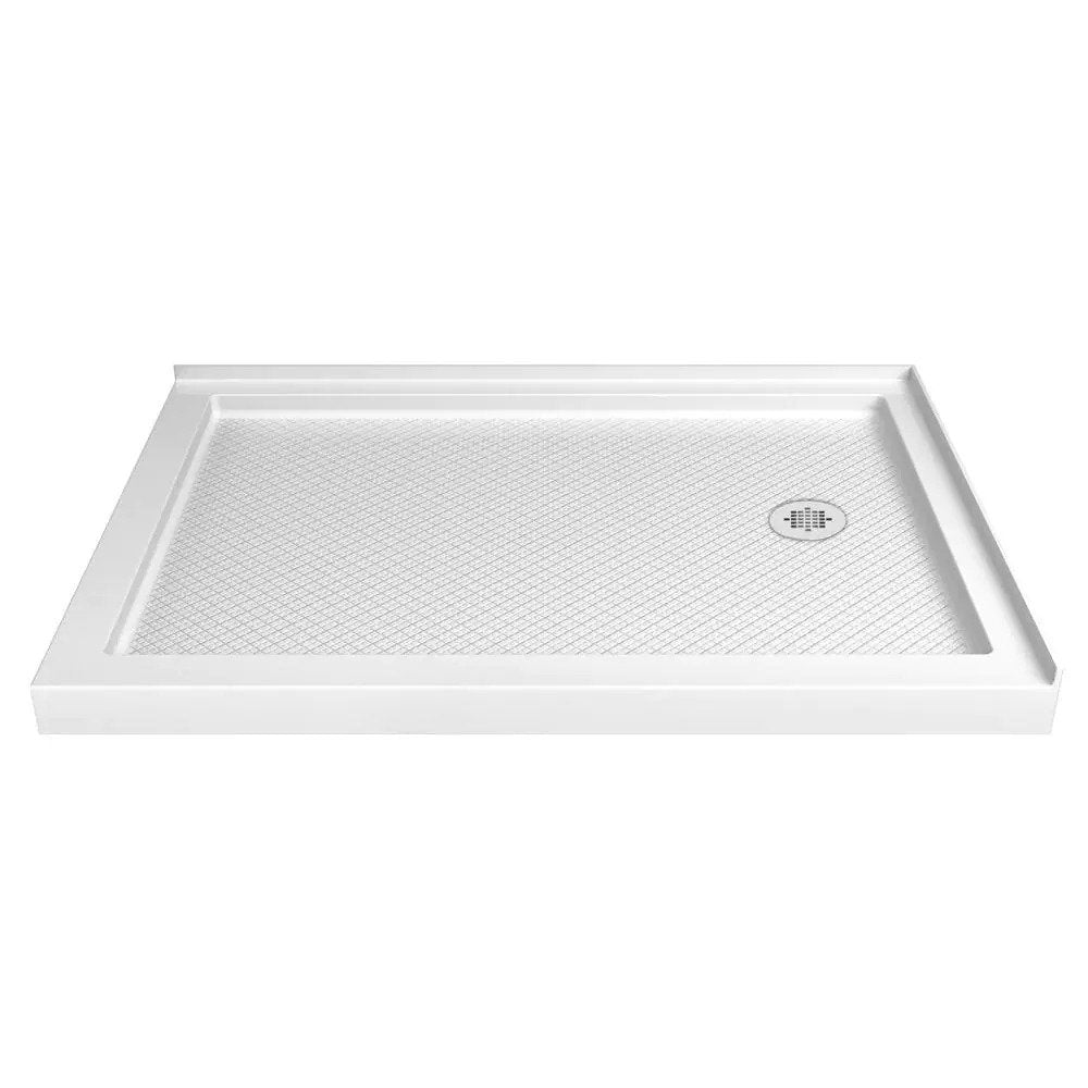 SlimLine 48 in. W x 36 in. D Double Threshold Corner Shower Pan Base in White with Right Hand Drain