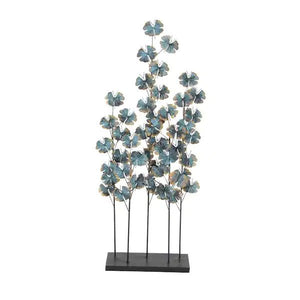 37 in. x 13 in. Turquoise Metal Contemporary Nature Sculpture