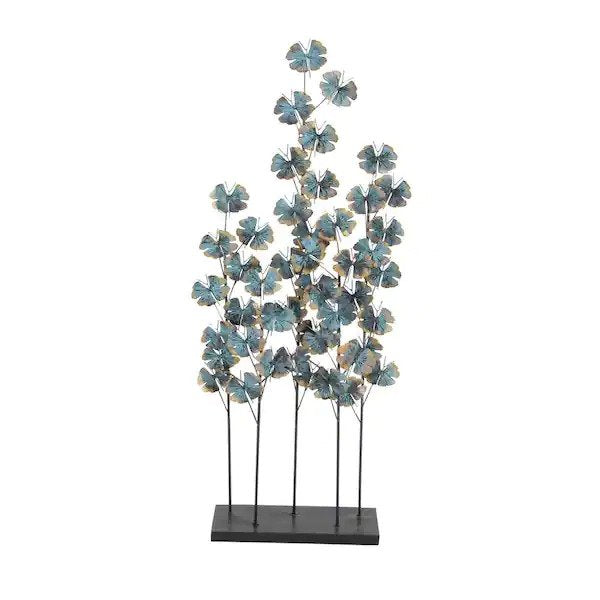 37 in. x 13 in. Turquoise Metal Contemporary Nature Sculpture