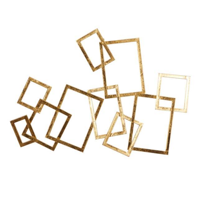 Abstract Rectangular Gold Metal Wall Decor