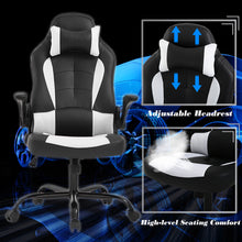Load image into Gallery viewer, PC Gaming Chair Massage Office Chair Ergonomic Desk Chair Racing Executive PU Leather Computer Chair with Lumbar Support Headrest Armrest Task Rolling Swivel Chair for Women Adults, White 7544
