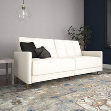 Load image into Gallery viewer, Desert Fields Coil Futon, White Faux Leather *AS-IS*  7443RR-OB
