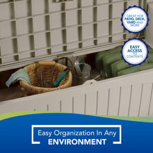 Load image into Gallery viewer, Suncast 50 Gallon Resin Outdoor Deck Storage Bench for Patio, Light Taupe 2106AH
