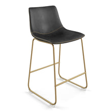 Load image into Gallery viewer, 18 in. W x 22 in. D x 34 in. H Petra Set Of 2 Counter Stool In Black And Gold Finish
