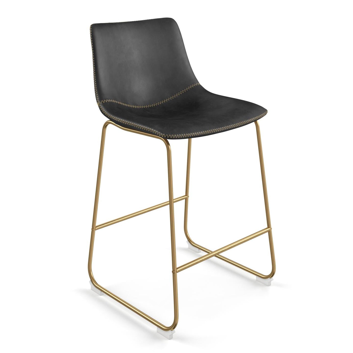18 in. W x 22 in. D x 34 in. H Petra Set Of 2 Counter Stool In Black And Gold Finish