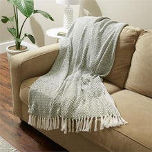 Load image into Gallery viewer, Artichoke Green Cotton Woven Throw 50x60 with 3&quot; Fringe
