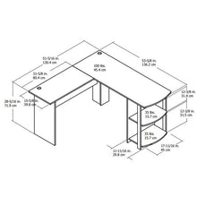 Load image into Gallery viewer, Ameriwood Home Dominic L Shaped Desk with Bookshelves, White
