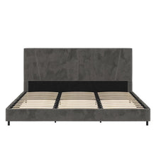 Load image into Gallery viewer, Maverick Velvet Platform Bed with Tufted Headboard, King, Gray
