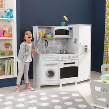 Load image into Gallery viewer, Large Wooden Play Kitchen with Lights &amp; Sounds, Icemaker, Play Phone - White
