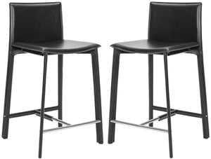 Janet 24" Counter Stool Black Leather (set of 2) 92CDR
