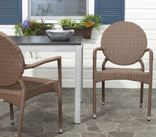 Load image into Gallery viewer, Valdez Brown Stackable Aluminum/Wicker Outdoor Dining Chair - Set of 2 (SB1025)
