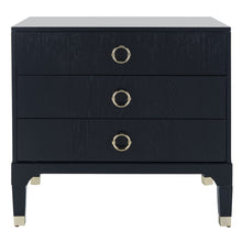 Load image into Gallery viewer, Safavieh Lorna 3-Drawer Nightstand in Navy 468CDR
