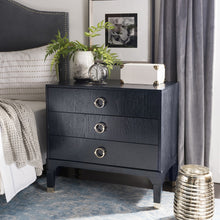 Load image into Gallery viewer, Safavieh Lorna 3-Drawer Nightstand in Navy 468CDR

