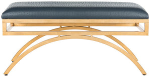 Moon Arc Bench Navy Seat With Gold Finish 108CDR