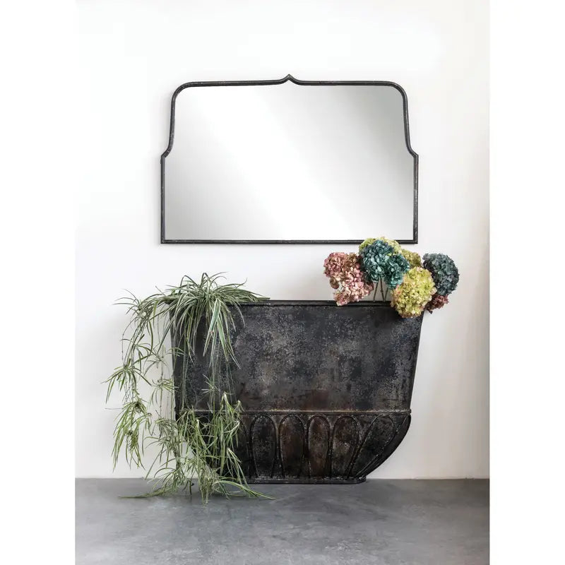 Distressed Metal Framed Wall Mirror