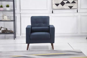NAVY Linen Stationary Tufted Back Chair