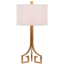 Load image into Gallery viewer, Arabelle Hardback 27.5 in. Gold Greek Key Table Lamp with White Shade (Set of 2) - 563CE
