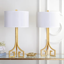 Load image into Gallery viewer, Arabelle Hardback 27.5 in. Gold Greek Key Table Lamp with White Shade (Set of 2) - 563CE
