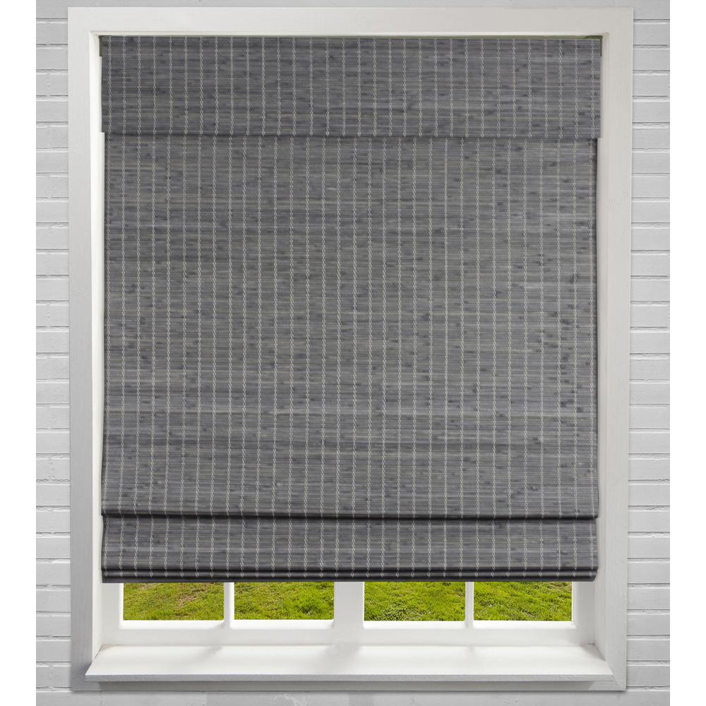 Privacy Gray-Brown Cordless Light-Filtering Bamboo Woven Roman Shade 33 in. W x 60 in. L #9956