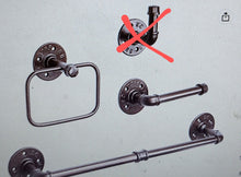Load image into Gallery viewer, 3 Pieces Industrial Pipe Bathroom Hardware Set, Include 18 Inch Towel Bar, Towel Ring, Toilet Paper Holder and Robe Hook, Heavy Duty Rustic Iron Decor Wall Mounted Accessories Kit (Bronze)
