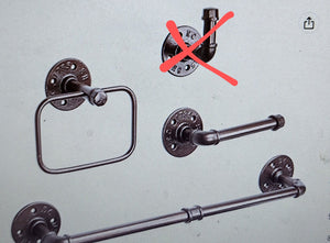 3 Pieces Industrial Pipe Bathroom Hardware Set, Include 18 Inch Towel Bar, Towel Ring, Toilet Paper Holder and Robe Hook, Heavy Duty Rustic Iron Decor Wall Mounted Accessories Kit (Bronze)