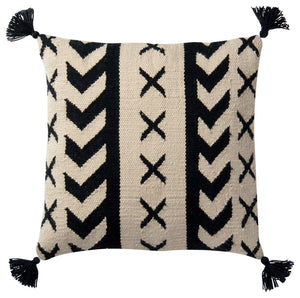18"x 18" Indoor/Outdoor Black / Ivory Throw Pillow by Loloi #CR1070