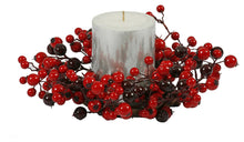 Load image into Gallery viewer, 10" Mixed Berry Candle Ring, Red and Burgundy GL117
