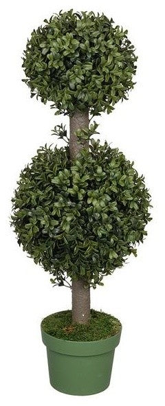 Artificial 2' Boxwood Double Ball Topiary Set of 2(2414RR)
