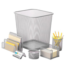 Load image into Gallery viewer, 6-Piece Steel Mesh Desk Set in Silver - 694CE
